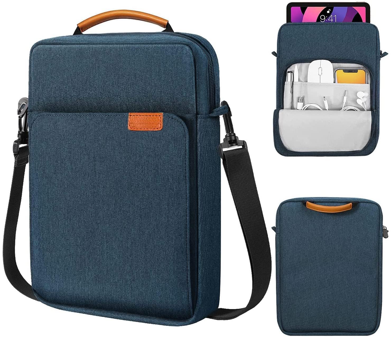 SwooK Tablet Sleeve Bag Carrying Case with Shoulder Strap for 9-11inch for iPad 11inch A16 10th 10.9, 10.2, Pro 11 M2, iPad Air 9.7, Oneplus Pad, xiaomi pad, Samsung Galaxy, Oppo, Redmi Pad
