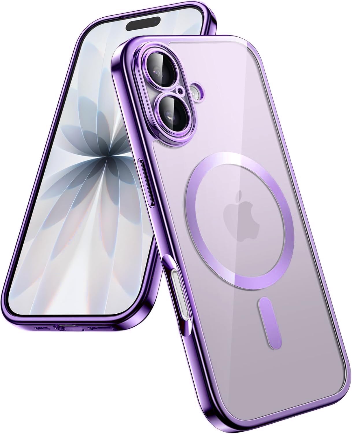 VONZEE Electroplating Transparent Clear Logo Back Cover TPU Compatible with iPhone 17 Case, Compatible with Magsafe, Full Body & Individual Camera Protection for Each Lens for Men & Women (Purple)