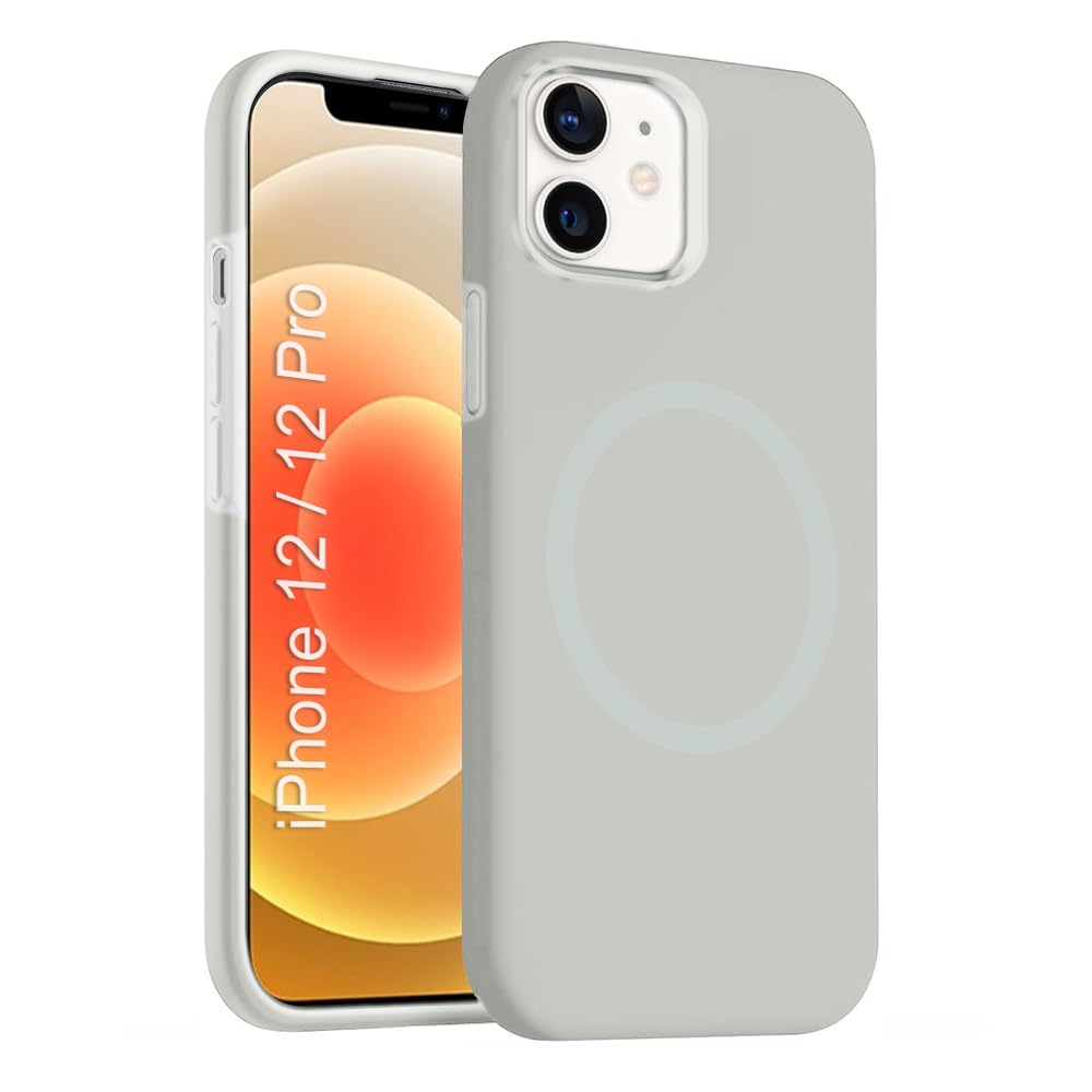 iPhone 12/12 pro Silicone Magsafe Case | Shock Proof Design & Camera Protection | Premium Rubberised Apple iPhone 12/12 pro Cover (Microfiber Lining) | Ultra Smooth Silicone – Gray