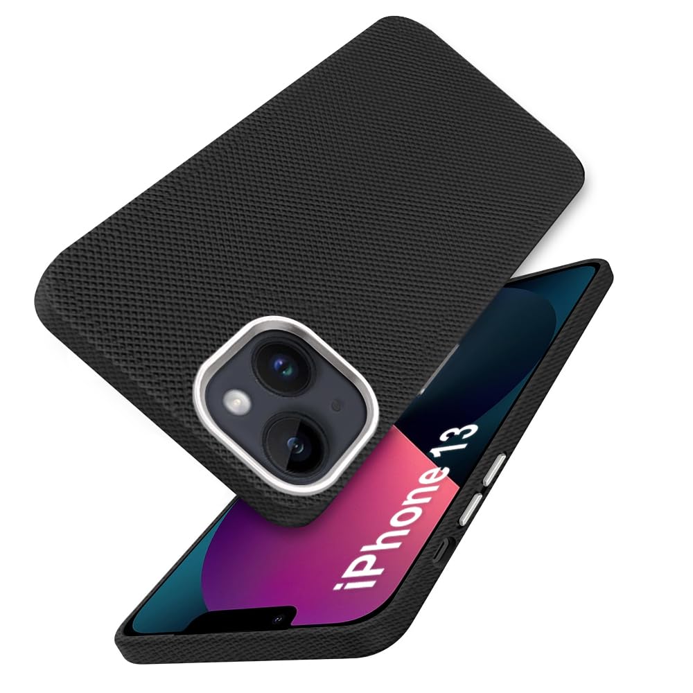 iPhone 13 Case | Frosted Silicone with Metal Ring Camera & Button Protection | Slim & Shockproof | Matte Grip Apple iPhone 13 Cover – Black