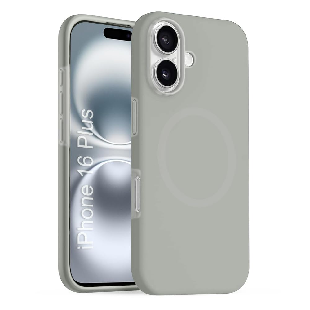 iPhone 16 Plus Silicone Magsafe Case | Shock Proof Design & Camera Protection | Premium Rubberised Apple iPhone 16 Plus Cover (Microfiber Lining) | Ultra Smooth Silicone – Gray