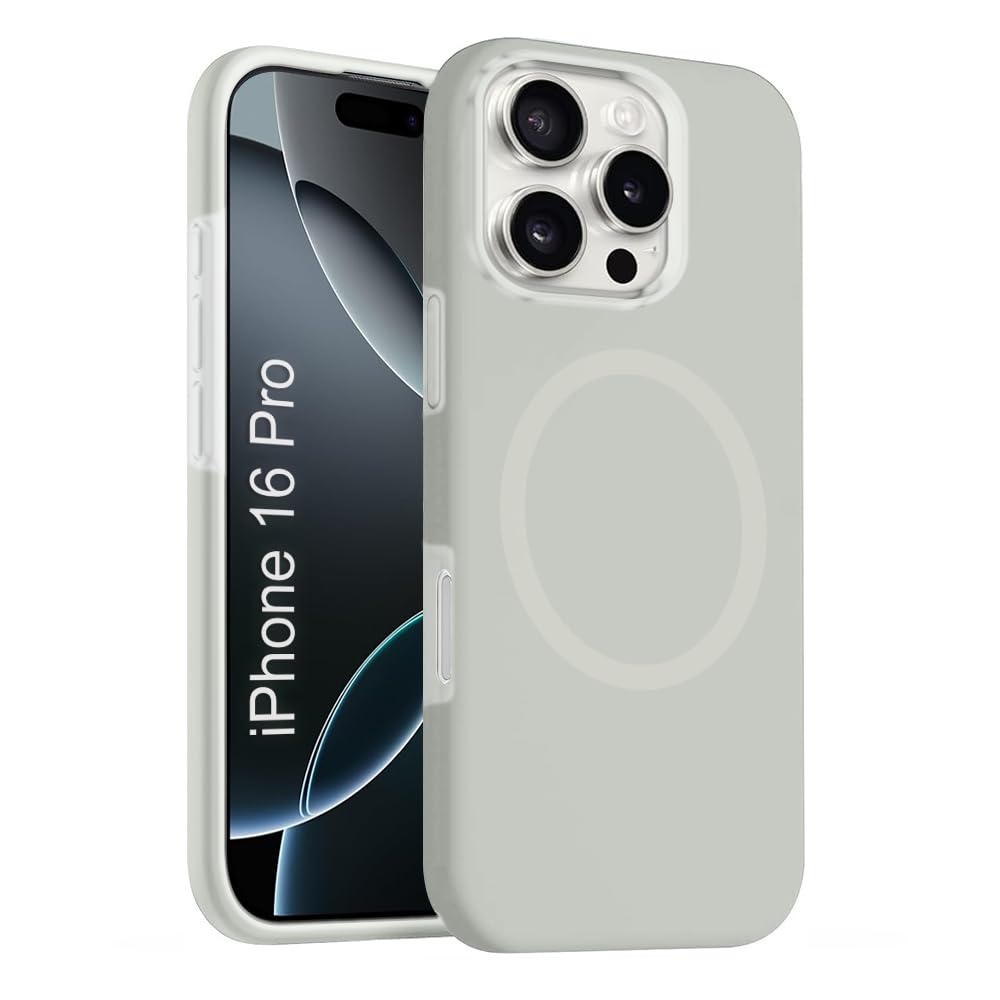 iPhone 16 pro Silicone Magsafe Case | Shock Proof Design & Camera Protection | Premium Rubberised Apple iPhone 16 pro Cover (Microfiber Lining) | Ultra Smooth Silicone – Gray