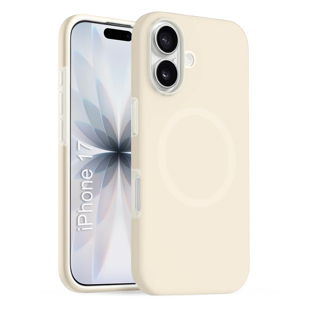 iPhone 17 Silicone Magsafe Case | Shock Proof Design & Camera Protection | Premium Rubberised Apple iPhone 17 Cover (Microfiber Lining) | Ultra Smooth Silicone – Off-White