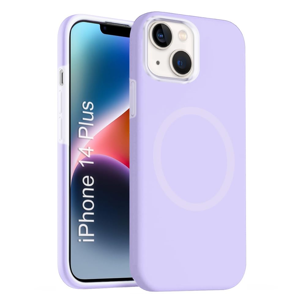 iPhone 14 Plus Silicone Magsafe Case | Shock Proof Design & Camera Protection | Premium Rubberised Apple iPhone 14 Plus Cover (Microfiber Lining) | Ultra Smooth Silicone – Purple