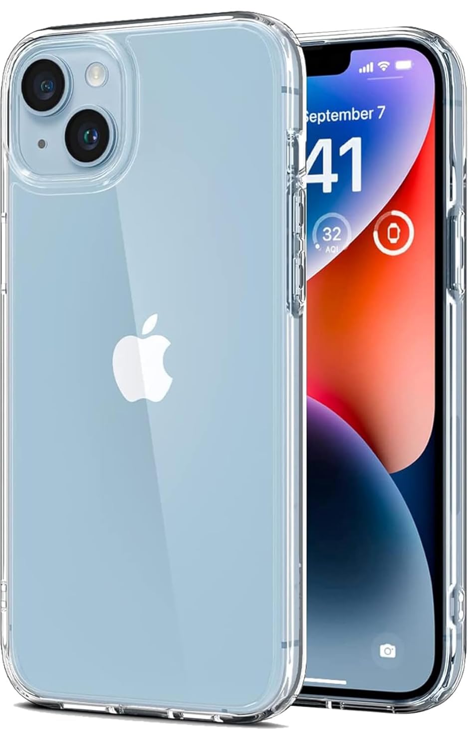 Crystal Clear Case for iPhone 14 Plus, Anti-Yellow Hard PC Back Cover with Soft TPU Bumper, Non-Slip Grip, Transparent Slim-Fit Full Body Protection