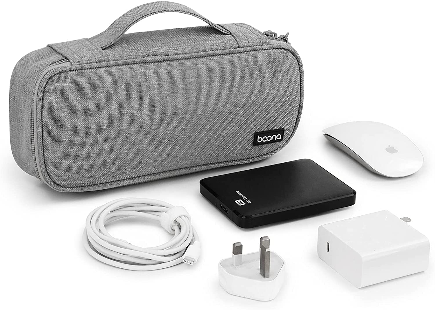 Gadget Organizer Case Electronic Accessories Organizer Bag Tech Kit Organizer Travel Organizer for Cables Charger Power Cord Power Bank Hard Disk (Grey, PACK OF 1, nylon)