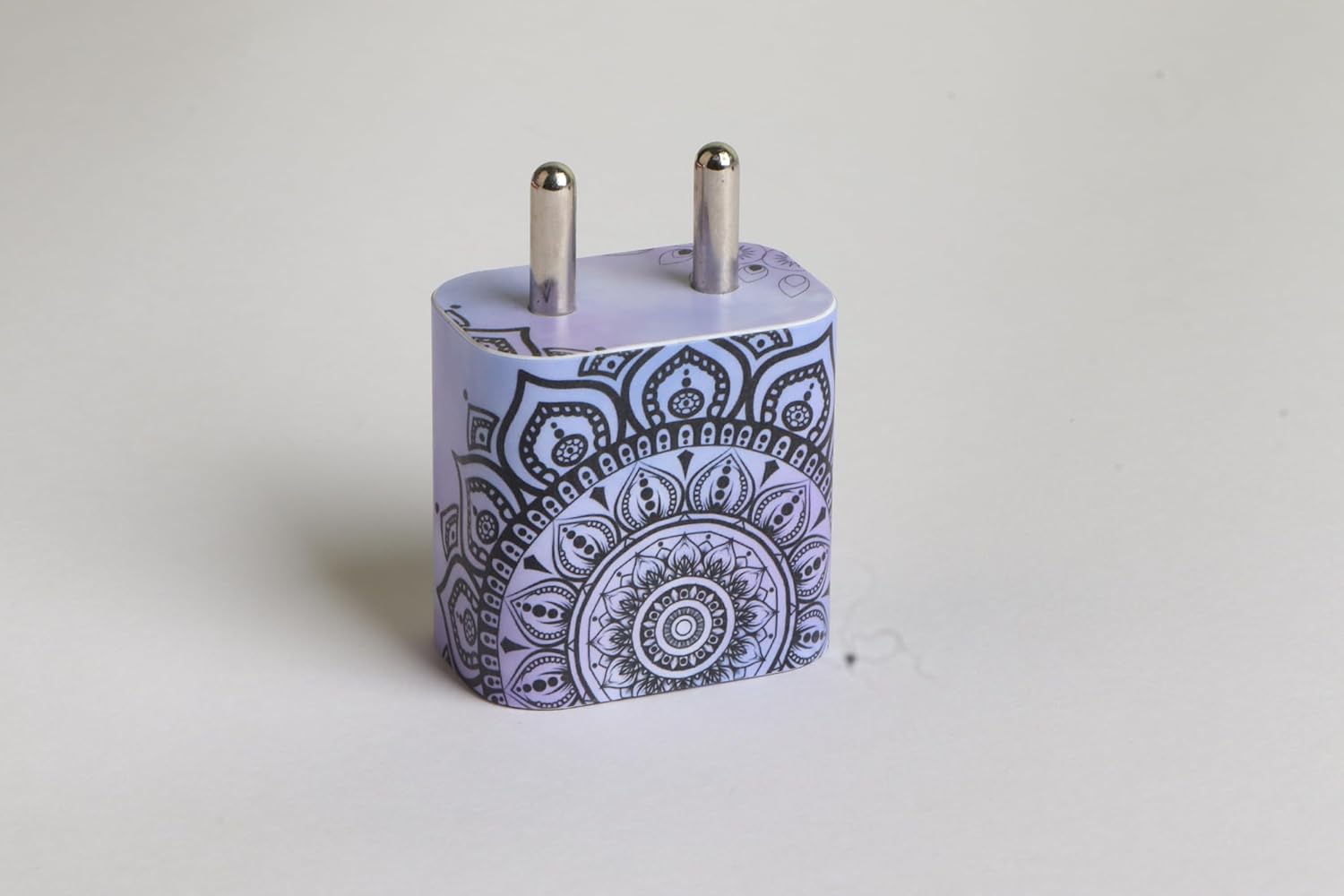 Mandala Charger Skin for Apple 20W Adapter | iPhone Fast Charger Sticker Wrap | USB-C Power Adapter Cover | Anti-Scratch Vinyl Protector | Bohemian Paisley Design (Blue)