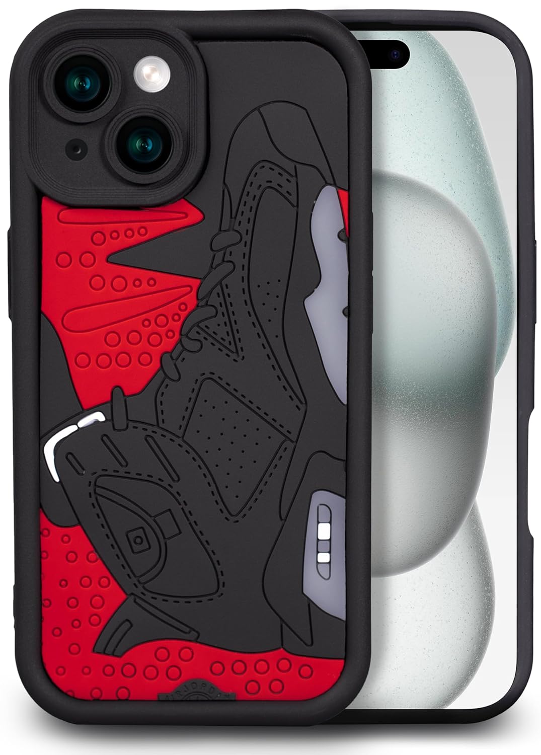 SQUIF for iPhone 14 Back Cover Case 3D Shoe Designer | Shockproof Camera Bump Protection (Red Black)