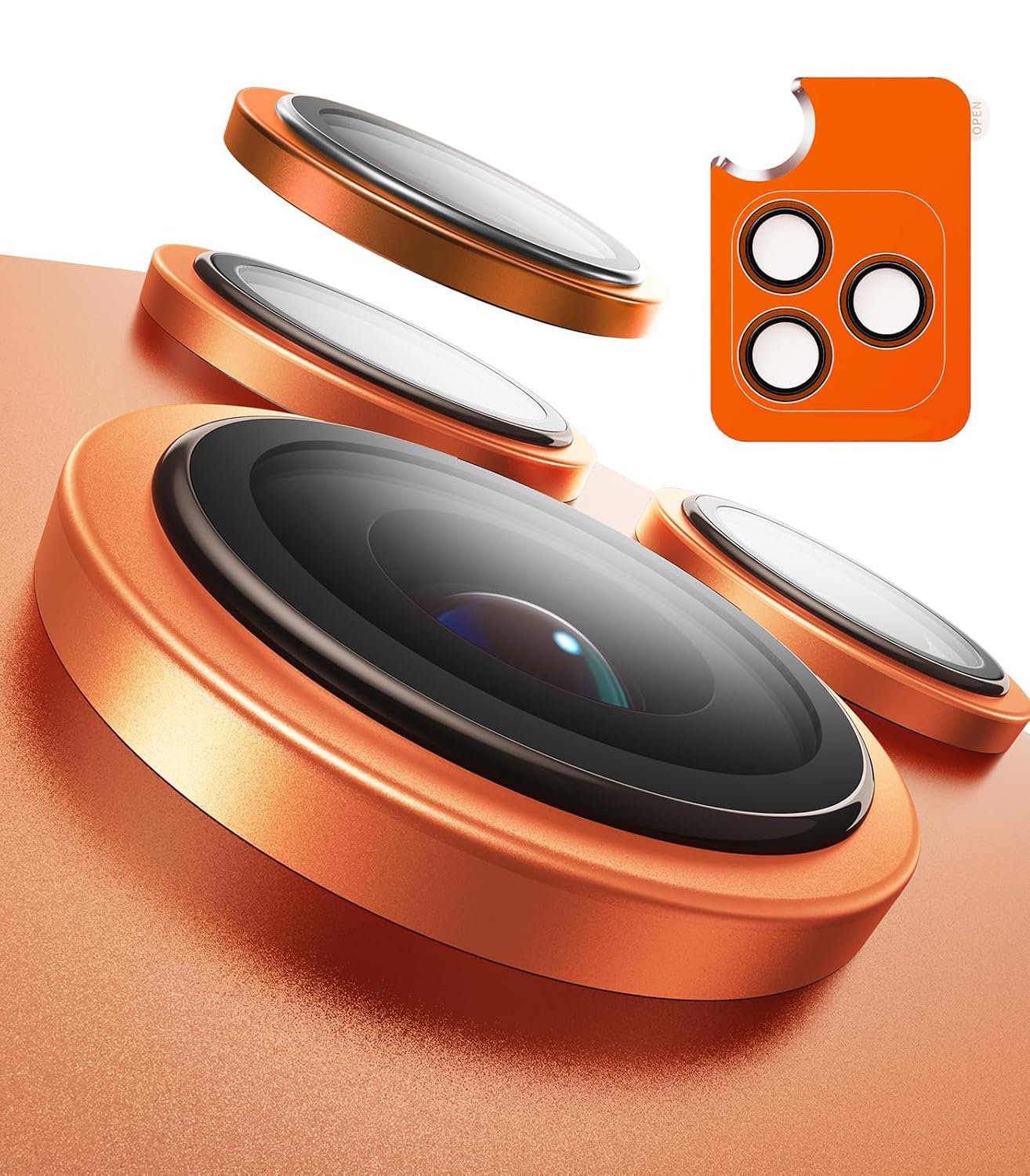 TORRAS Aerospace-Grade Camera Lens Protector for iPhone 17 Pro & 17 Pro Max with 9H+ Glass – Premium Imported Invisible Metal Ring, Anti-Scratch & HD Clarity – Cosmic Orange