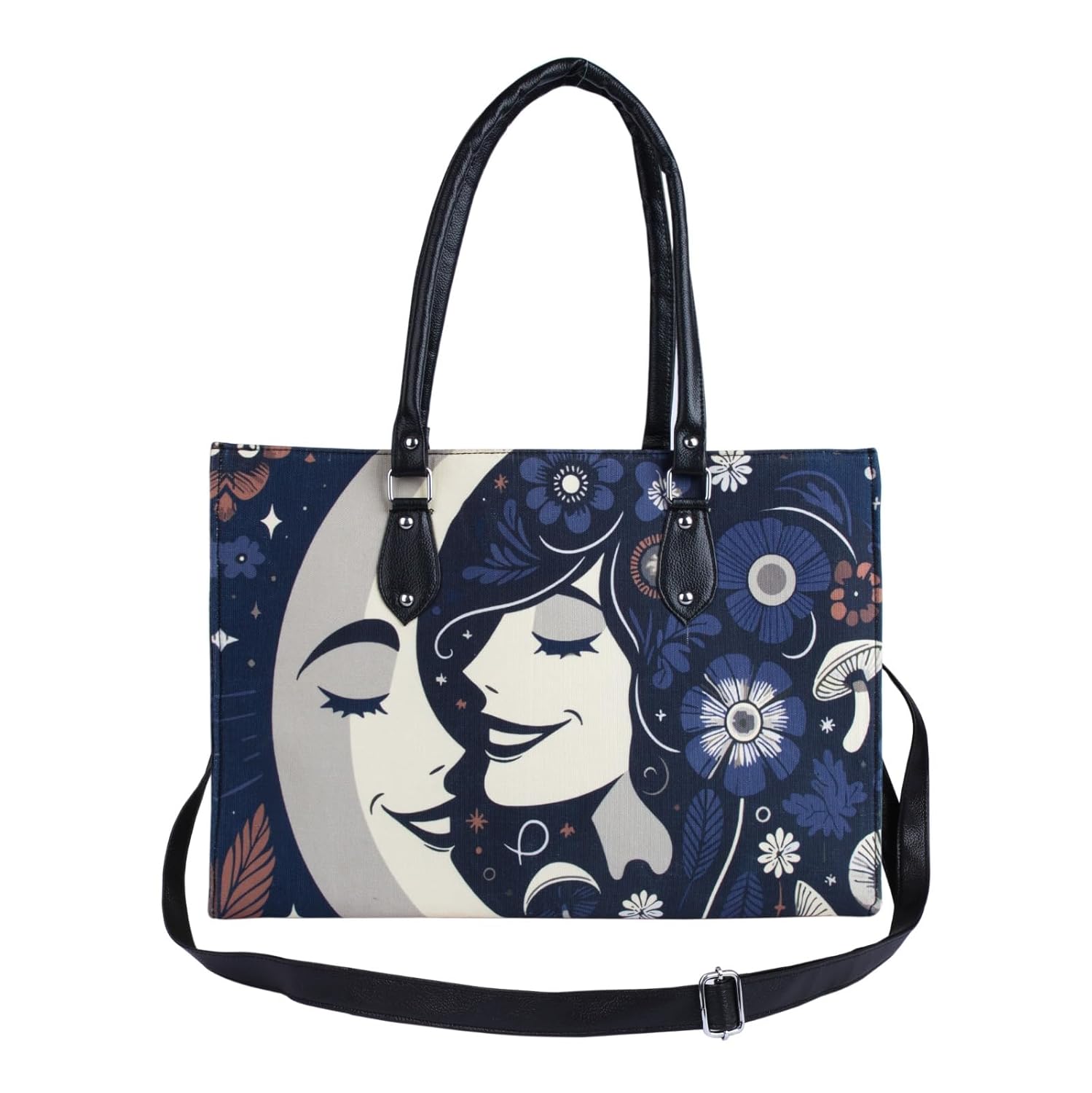 Women’s Printed Tote Handbag |Laptop Bag| Stylish Shoulder Bag with Dual Handles & Long Sling Strap | Large Capacity Daily Use Bag for Office, College & Shopping