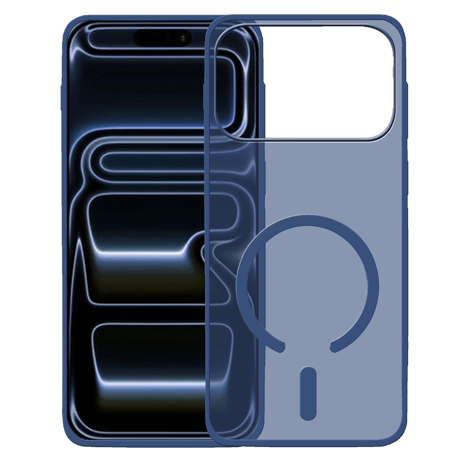 amazon basics Luxury Paper Thin Case Cover for iPhone 17 Pro Max | Matte Finish | Compatible with magsafe | (Dark Blue, iPhone 17 Pro Max)