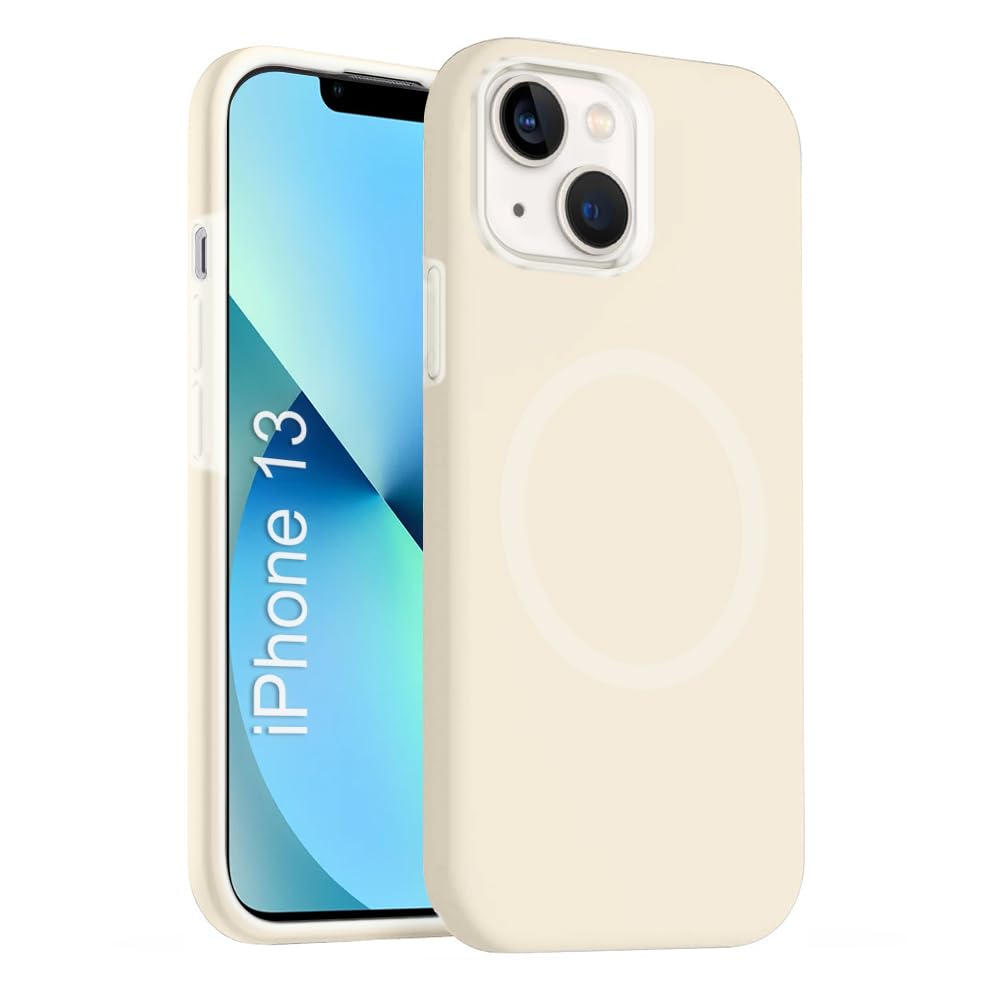 iPhone 13 Silicone Magsafe Case | Shock Proof Design & Camera Protection | Premium Rubberised Apple iPhone 13 Cover (Microfiber Lining) | Ultra Smooth Silicone – Off-White