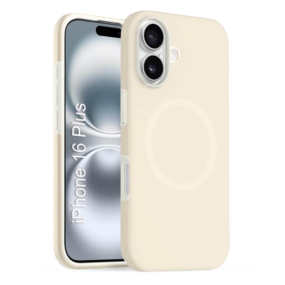 iPhone 16 Plus Silicone Magsafe Case | Shock Proof Design & Camera Protection | Premium Rubberised Apple iPhone 16 Plus Cover (Microfiber Lining) | Ultra Smooth Silicone – Off-White