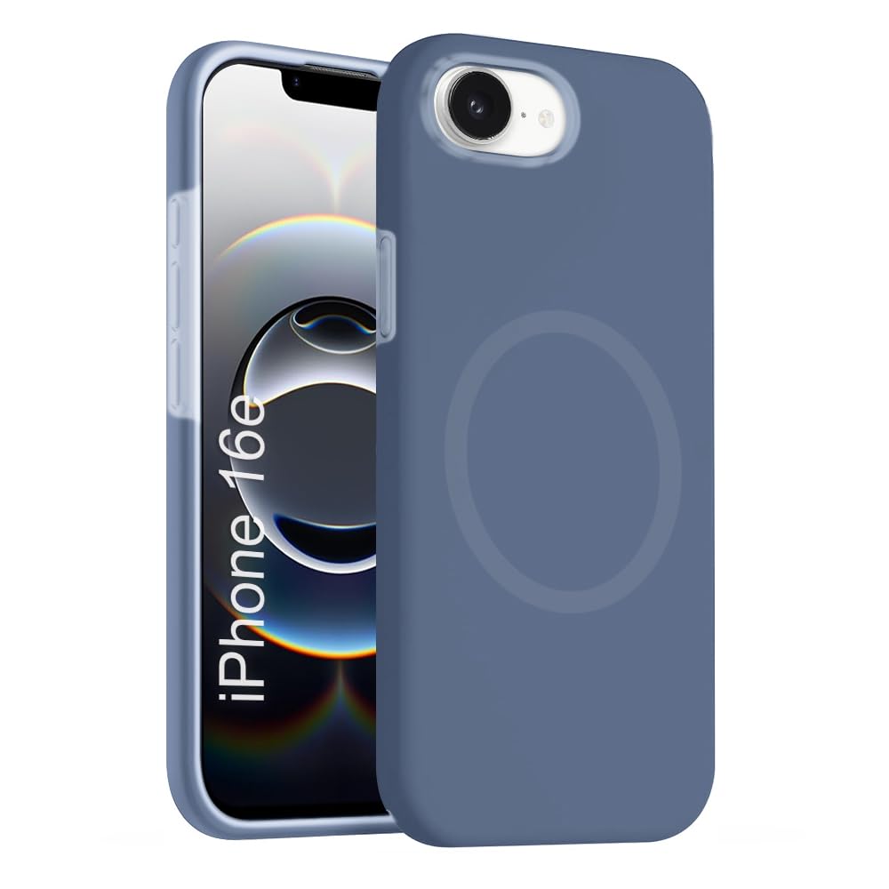 iPhone 16e Silicone Magsafe Case | Shock Proof Design & Camera Protection | Premium Rubberised Apple iPhone 16e Cover (Microfiber Lining) | Ultra Smooth Silicone – Navy Blue