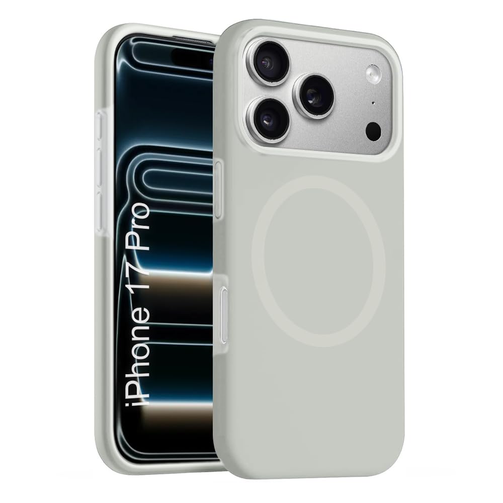 iPhone 17 Pro Silicone Magsafe Case | Shock Proof Design & Camera Protection | Premium Rubberised Apple iPhone 17 Pro Cover (Microfiber Lining) | Ultra Smooth Silicone – Gray