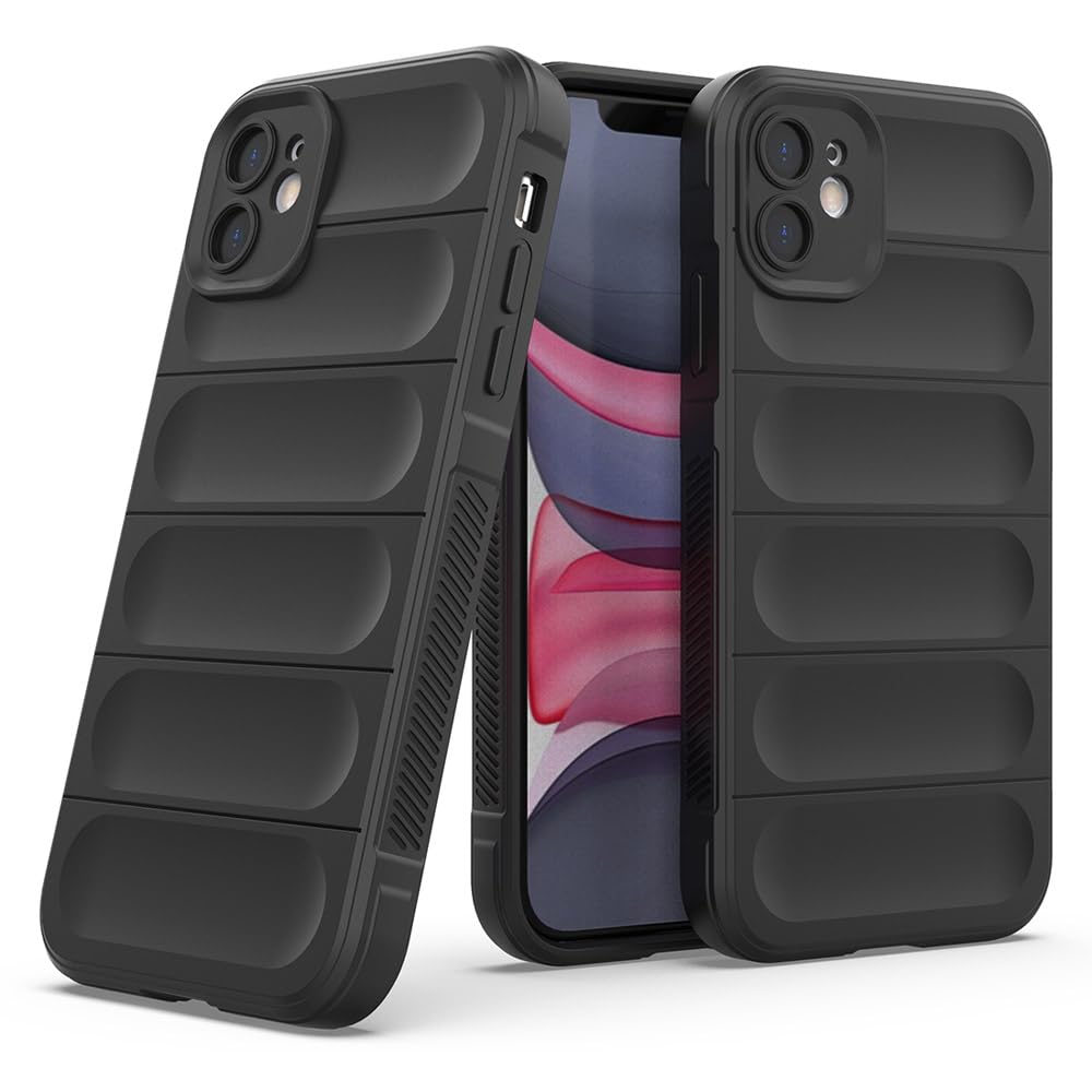 Amazon Brand – Solimo Mobile Cover for Apple iPhone 11 | Full Camera Protection | Liquid Silicon Case | Flexible Bumper Case for Apple iPhone 11 (Black)