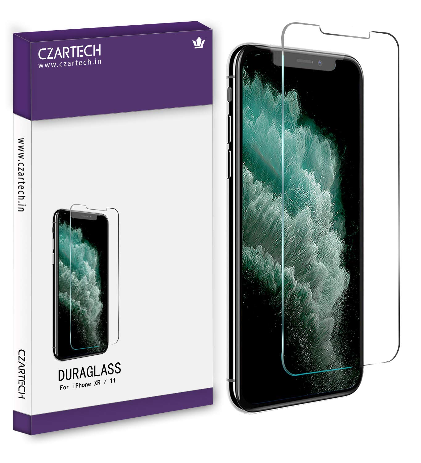 CZARTECH Tempered Glass For iPhone XR/11 Screen Protector With Easy Cleaning Kit (Pack of 1)