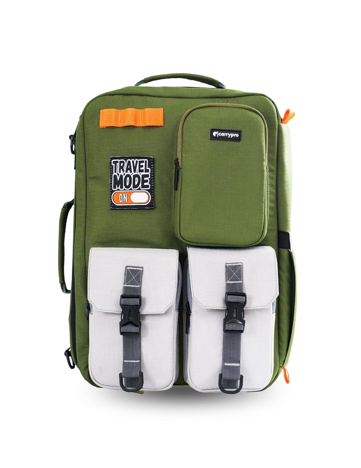 CarryPro 30L Travel Duffle Backpack, 15.6” Laptop Compatible Travel Bag, Bag with 180° Easy Access, Raincover, Sling Belt & 5 Bonus Velcro Stickers, Water-Resistant, 2-Year Warranty