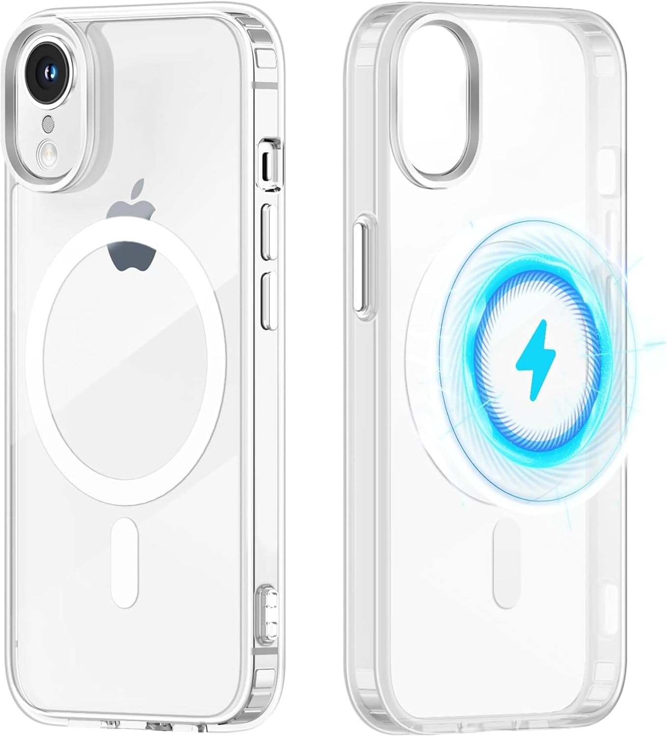 CaseLord Back Cover for iPhone XR | MagSafe Compatible | Shockproof Transparent Case | Slim & Protective Bumper Cover | Anti-Scratch, Wireless Charging Support (White Edges-23226)