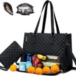 Elegant Work Bag with Insulated Lunch Compartment Laptop Tote Bag Stylish Quilted Shoulder Office Bag for Women with Separate Lunch Box Storage Section