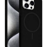 Silicone Back Cover for iPhone 15 Pro with Magnetic Charging Support, Full Camera Protection, Soft Touch Slim Shockproof Protective Case (Black)