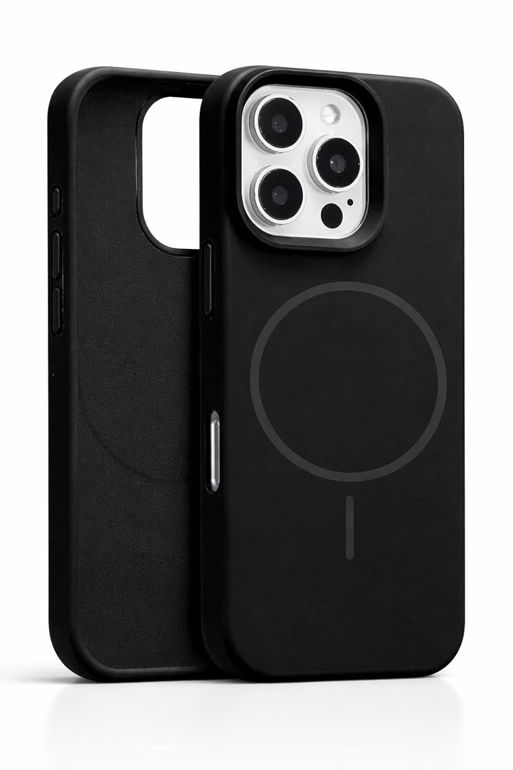 Silicone Back Cover for iPhone 16 Pro Max with Magnetic Charging Support, Full Camera Protection, Soft Touch Slim Shockproof Protective Case (Black)