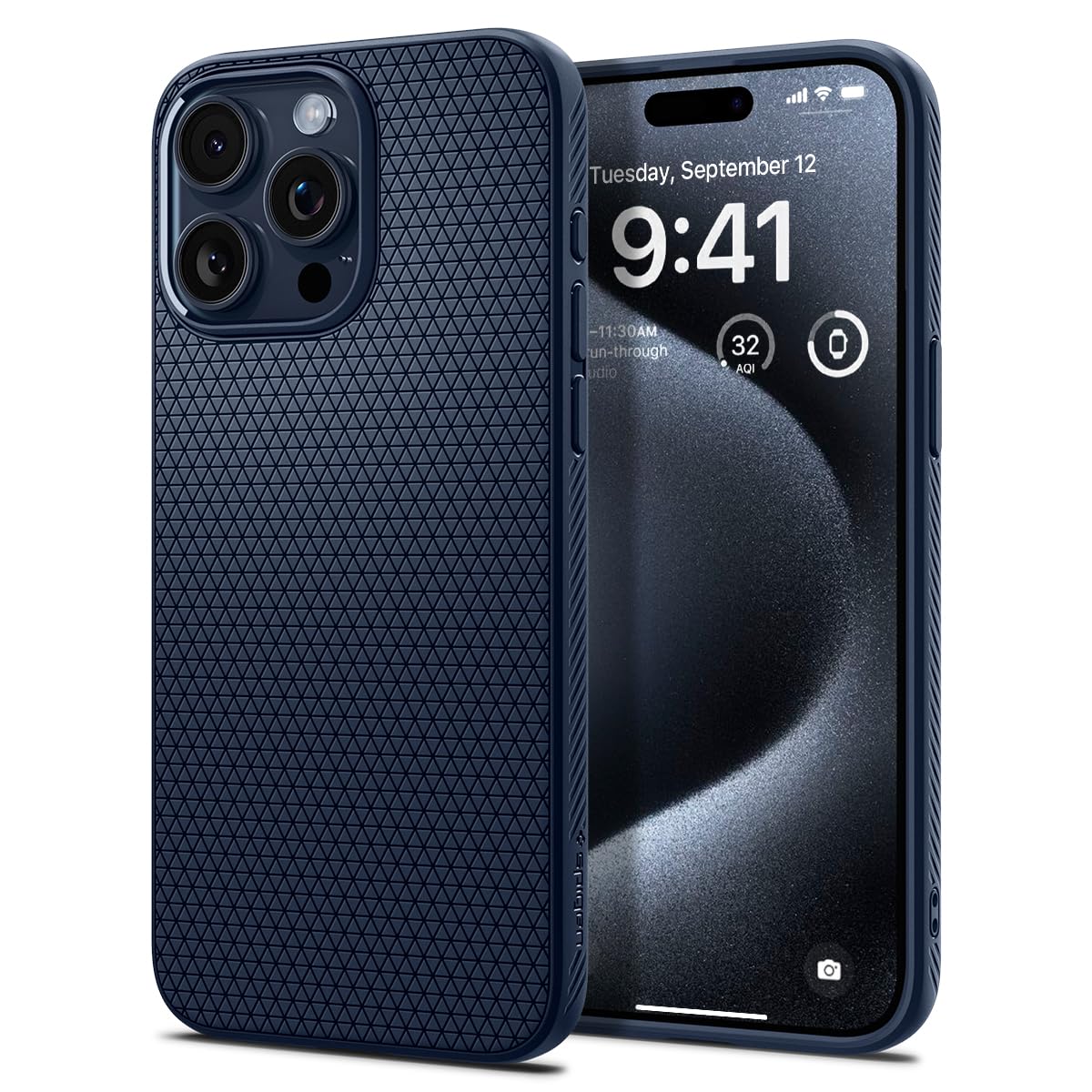 Spigen Liquid Air Back Cover Case for iPhone 15 Pro, Durable Protection, Air Cushion Technology – TPU | Navy Blue