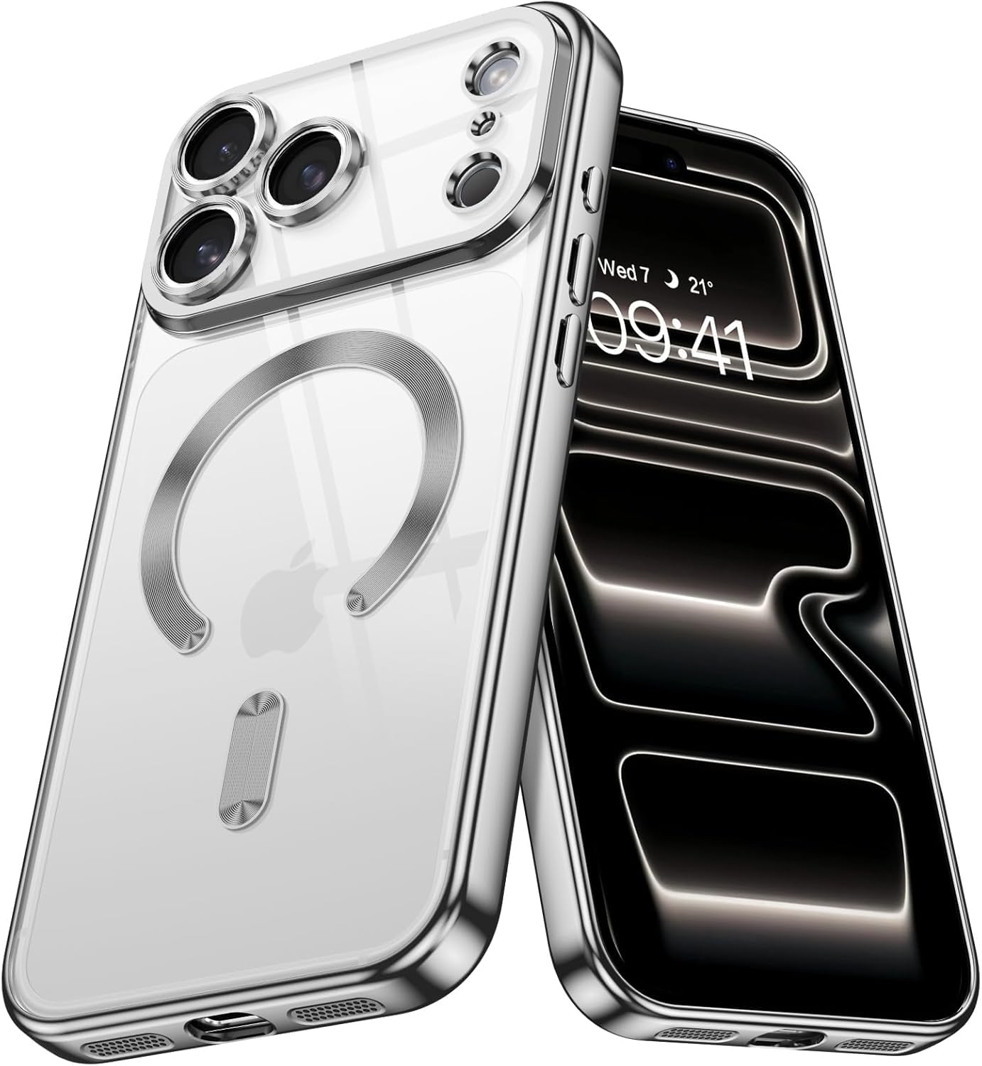 VONZEE Electroplating Transparent Clear Logo Back Cover Case TPU Compatible with iPhone 17 Pro Max,Compatible with Magsafe, Full Body & Individual Camera Protection for Each Lens for Men & Women|Grey VONZEE Electroplating Transparent Clear Logo Back Cover Case TPU Compatible with iPhone 17 Pro Max,Compatible with Magsafe, Full Body & Individual Camera Protection for Each Lens for Men & Women|Grey