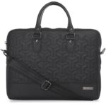 Vaku Luxos® Ramona 15 Inch Laptop Bag Leather Collection Messenger Organizer Shoulder Sling Office Bag for Men & Women With Adjustable Strap for Laptop and MacBook up to 15″ (Black)