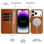 WHITBULL Royal Leather Detachable 2 in 1 Flip case Cover for iPhone 17 Pro (Brown)