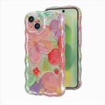 amazon basics Aesthetic Floral Case for iPhone 15 – Slim Protective Bumper, Shockproof Soft Flexible Silicon Cover, Anti-Scratch & Drop Protection for Women & Girls (Orange Flowers)