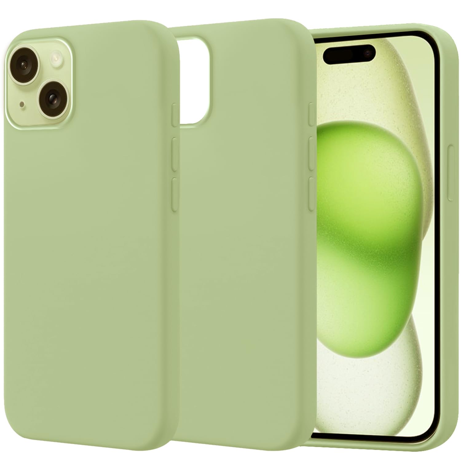 amazon basics Liquid Silicone Case for iPhone 15 | Shockproof, Drop and Camera Protection, Soft Microfiber Lining Inside| Back Case Cover for iPhone 15 – Green