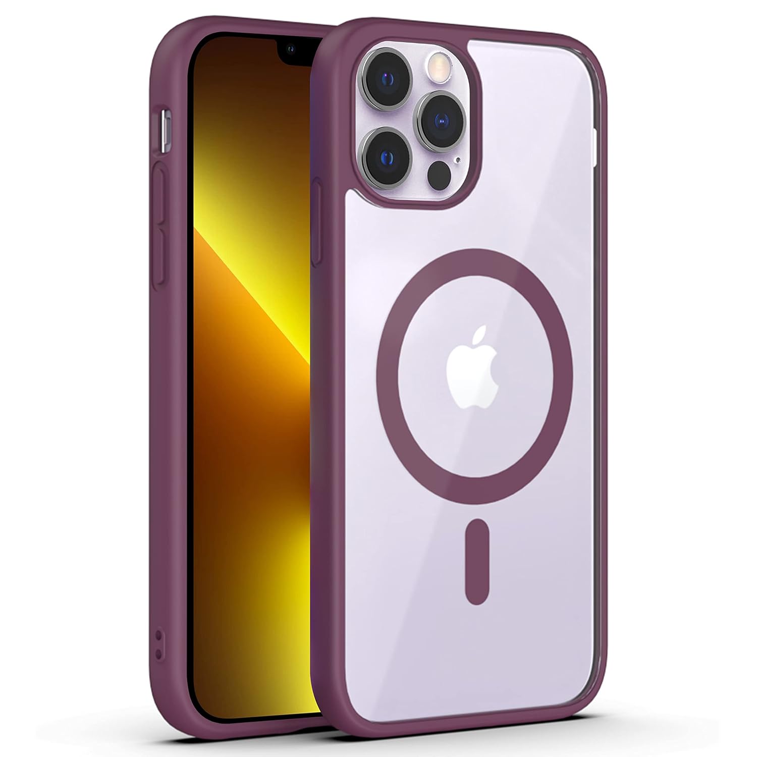Amazon Basics Back Case Cover for iPhone 13 Pro (Thermoplastic Polyurethane_MagSafe-Plum)