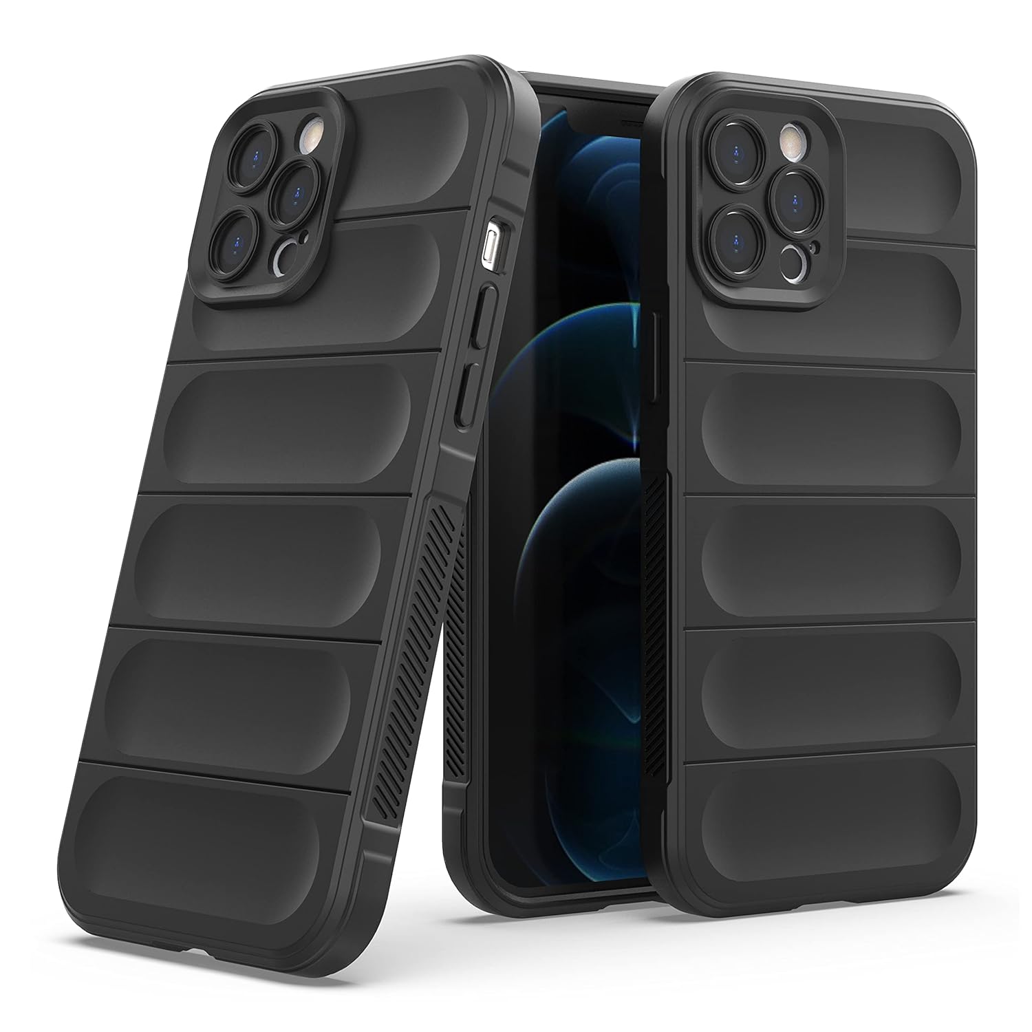 Amazon Brand – Solimo Silicone Mobile Cover for Apple iPhone 13 Pro Max (Silicon_Black)