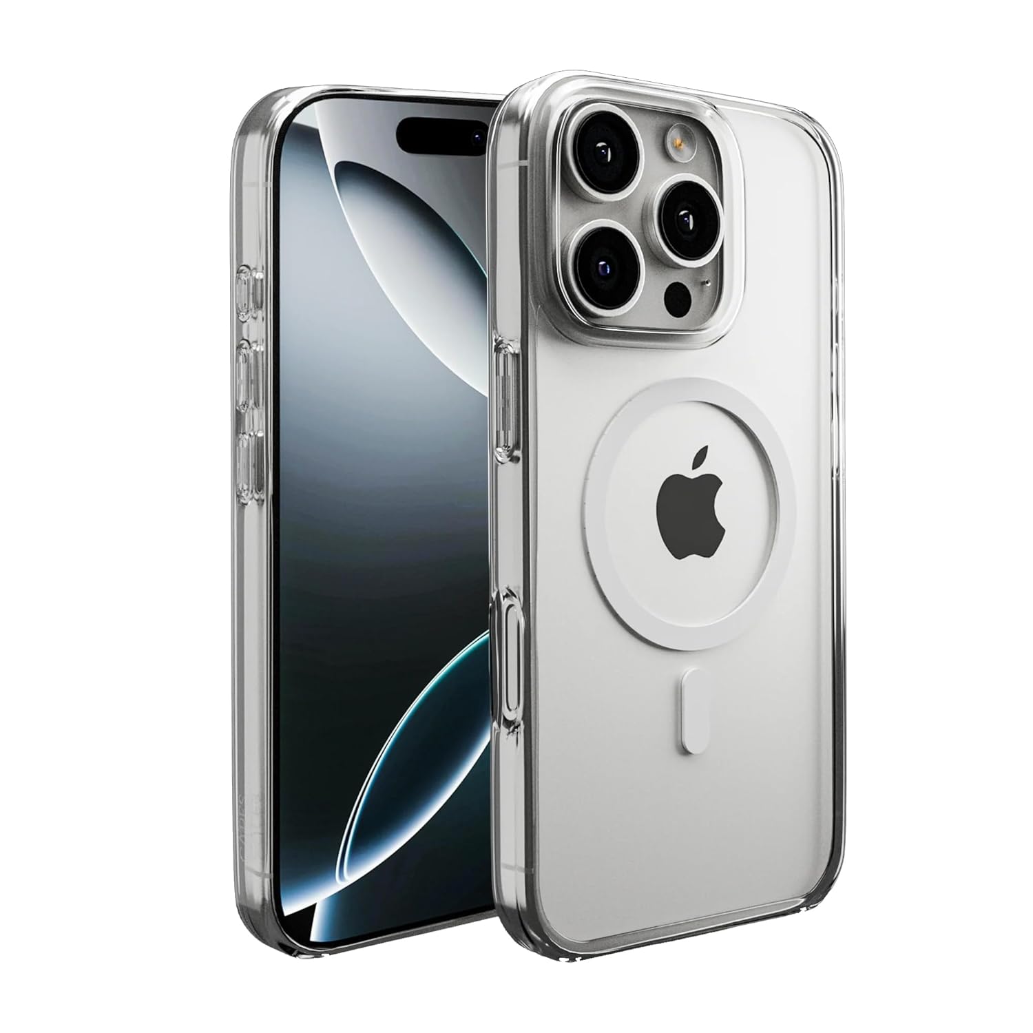 CaseLord Back Cover for iPhone 14 Pro Max | MagSafe Compatible | Shockproof Transparent Case | Slim & Protective Bumper Cover | Anti-Scratch, Wireless Charging Support (White Edges-23226)