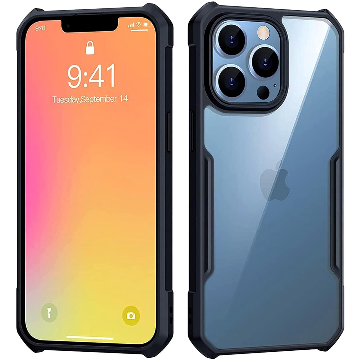 PhoneArmor Non-Yellowing Transparent Back Cover for Apple iPhone 13 Pro | Shockproof Clear Hybrid Case | Anti-Yellow Slim Fit Hard PC + Soft TPU Mobile Cover with Camera Protection (30126)