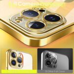 VONZEE TPU Transparent Case Compatible With Iphone 13 Pro (6.1 Inch), Luxury Electroplated Soft Edge Bumper Case, Full Camera Protection & Shockproof Case Cover (Gold)